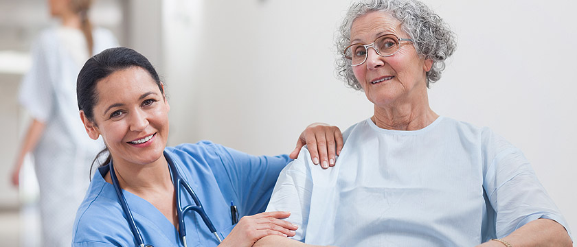 Home health care services nurse providing personalized support to senior patient